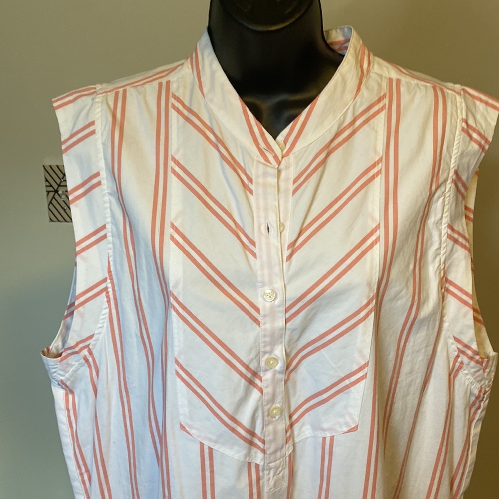 NWT ABERCROMBIE & FITCH RED & WHITE STRIPED SLEEVELESS COTTON SHIRT DRESS - Picture 3 of 12